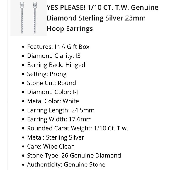 Diamond Sterling Silver Hoop Earrings - Picture 6 of 6